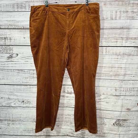 CJ Banks Brown Corduroy Pants Plus Size 24W Mid Rise Barely Boot Pants NEW - Picture 1 of 9
